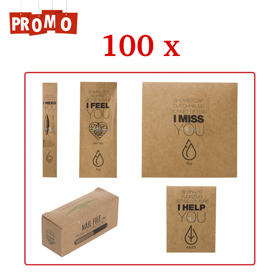 Pachet 100 seturi hoteliere  set dentar  set barbierit  casca de dus  pila unghii  set cusut